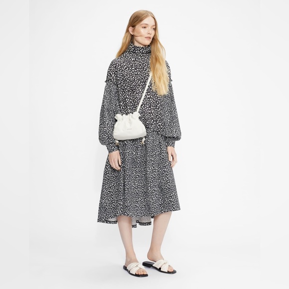 Ted Baker Black and White Floral Tiered Toddl Long Sleeve Midi Peasant Dress - Picture 6 of 16